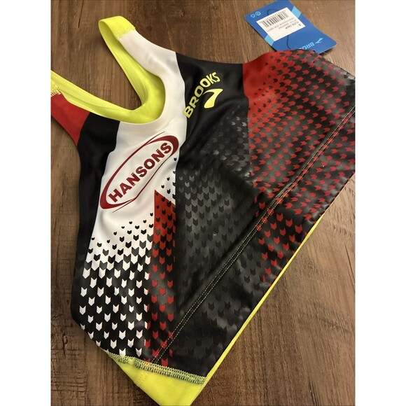 Brooks Hansons Elite Crop Top Black Red Yellow Women Size Small Running New - Picture 6 of 6